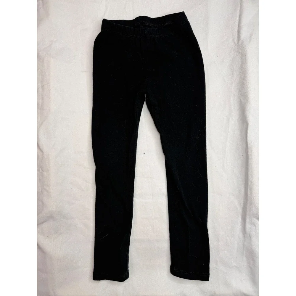 Cat & Jack Girls Black Cotton Blend Leggings Size 4T Solid Basic Pants